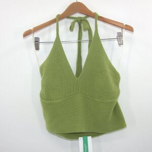 NWT Stitch & Pine Crochet Halter Green Knit Crop Top Size XL